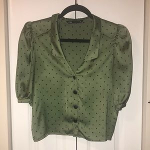 Button Polka Dot Blouse